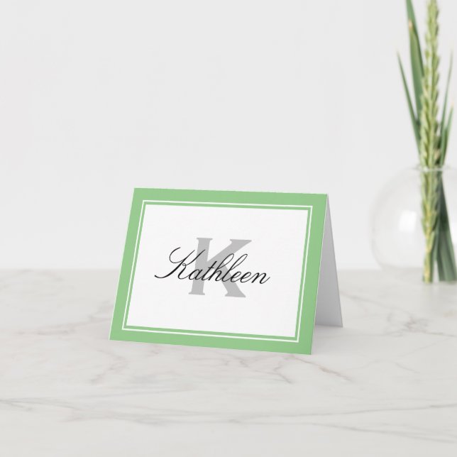 Small monogrammed note cards with elegant border (Front)