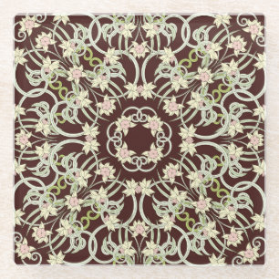 Small narcissus, art nouveau square. glass coaster