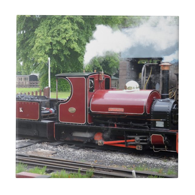 Small Narrow Gauge Locomotive Ceramic Tile (Front)