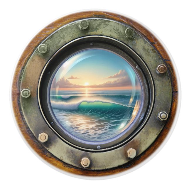 Small Nautical - Ocean Ceramic Drawer Knobs (Front)