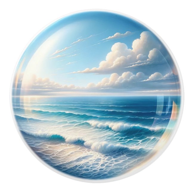 Small Nautical - Ocean Ceramic Drawer Knobs (Front)