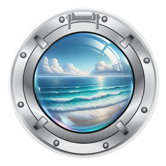 Small Nautical - Ocean Ceramic Drawer Knobs (Front)