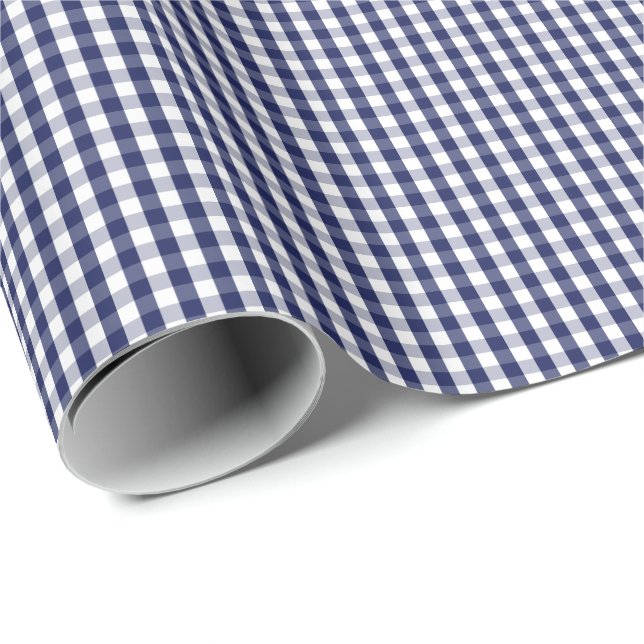 Small Navy Blue and White Gingham Wrapping Paper (Roll Corner)