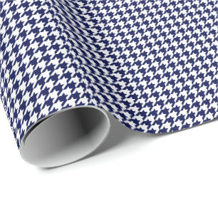 Small Navy Blue and White Houndstooth Wrapping Paper