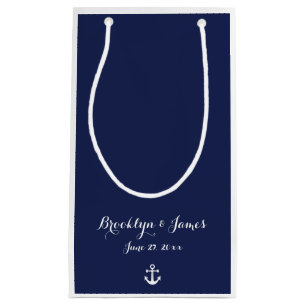 Small Navy Blue Nautical Wedding Gift Bags