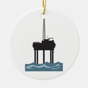 SMALL OFFSHORE OIL RIG CERAMIC ORNAMENT