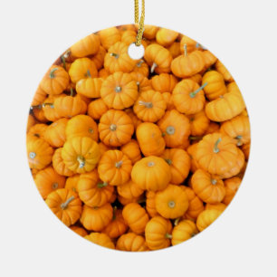 Small Orange Fall Harvest Pumpkins Ceramic Ornament