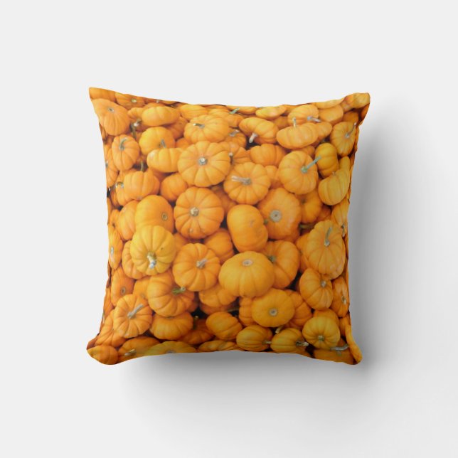 Small Orange Fall Harvest Pumpkins Cushion (Front)