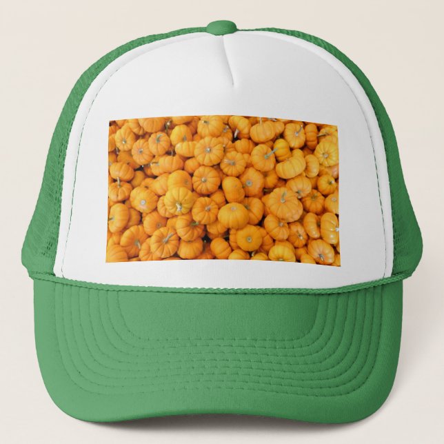 Small Orange Fall Harvest Pumpkins Trucker Hat (Front)