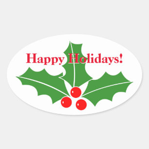 Small oval Christmas stickers with custom greeting