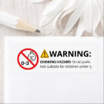 Small Parts Warning Stickers - Choking Hazard 0-3<br><div class="desc">Advise your customers that a product is not suitable for children under three years of age due to small parts. Created to adhere to the Australian & New Zealand Toy Safety Standards: AS/NZS ISO 8124.1:2013 Safety Labelling Guidelines.</div>