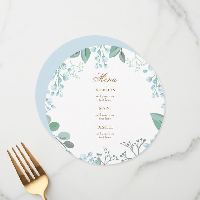 small pastel blue flowers menu (Front/Back In Situ)