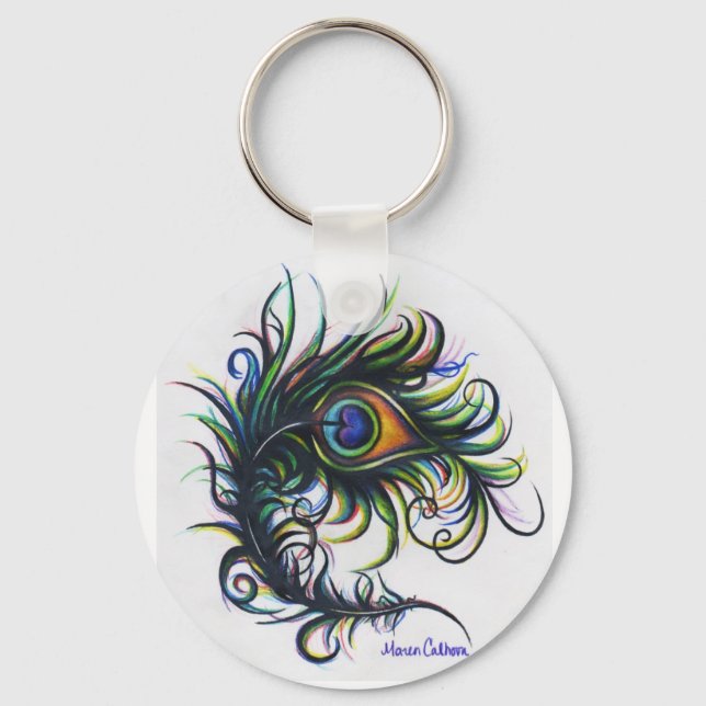 Small Peacock Feather Keychain (Front)