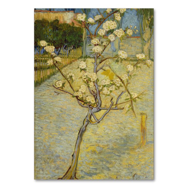 Small Pear Tree in Blossom by Vincent Van Gogh Table Number (Front)