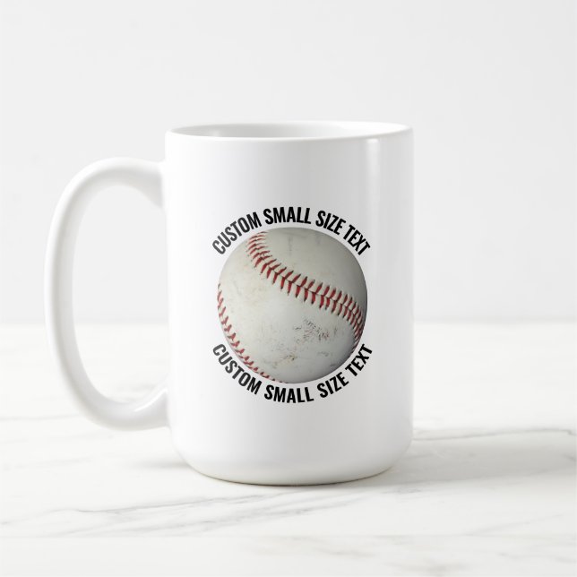 Small Personalised Text Baseball 15 oz. Custom Coffee Mug (Left)