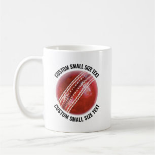 Small Personalised Text Cricke Ball 11 oz. Custom Coffee Mug