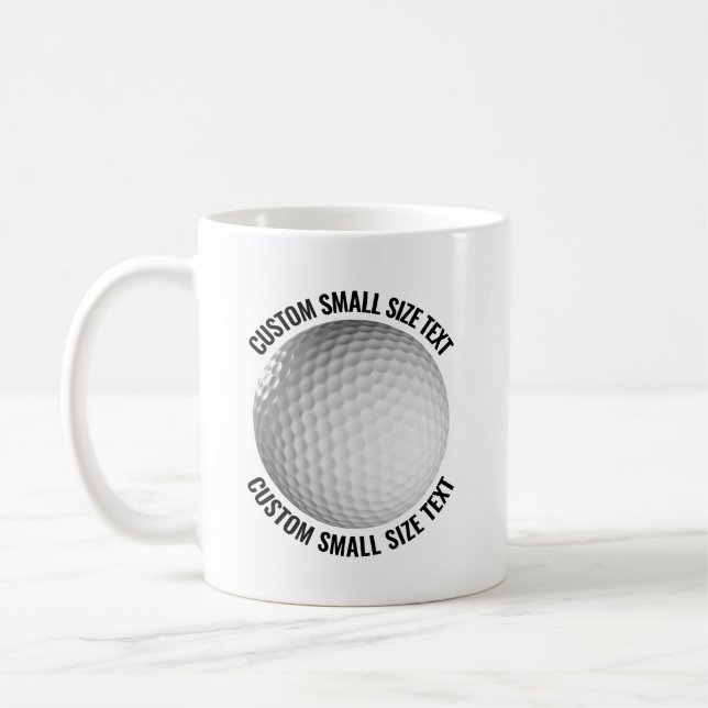 Small Personalised Text Golf Ball 11 oz. Custom Coffee Mug (Left)
