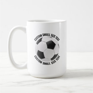Small Personalised Text Soccer Ball 15 oz. Custom Coffee Mug