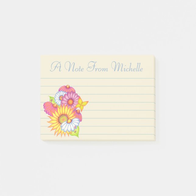 Small Personalised Wildflowers Post It Notes (Front)