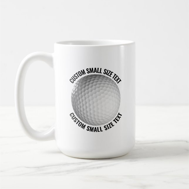 Small Personalized Text Golf Ball 15 oz. Custom Coffee Mug (Left)