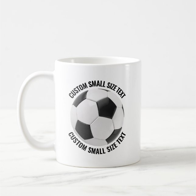Small Personalized Text Soccer Ball 11 oz. Custom Coffee Mug (Left)