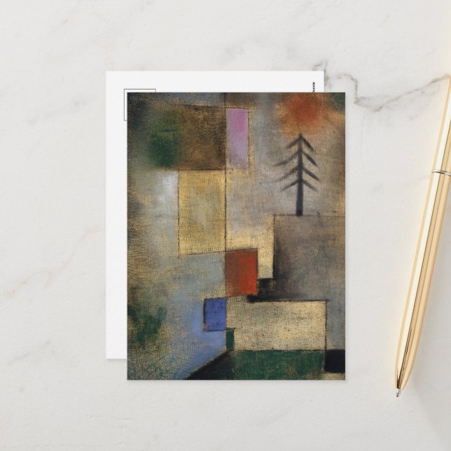 Small Picture of Fir Trees by Paul Klee Holiday Postcard (Front/Back In Situ)