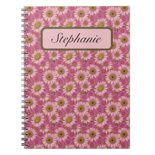 Small Pink and White Daisies Personalised Notebook