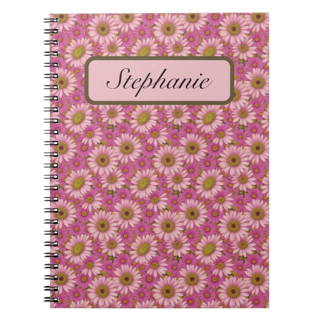 Small Pink and White Daisies Personalised Notebook (Front)