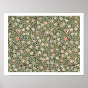Small pink and white flower wallpaper design poster