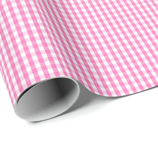 Small Pink and White Gingham Wrapping Paper (Roll Corner)