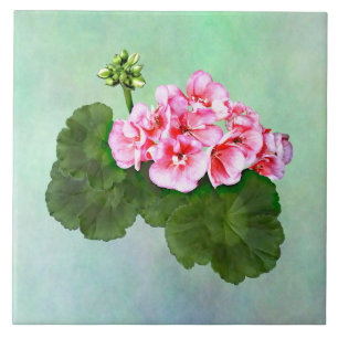 Small Pink Geranium Ceramic Tile