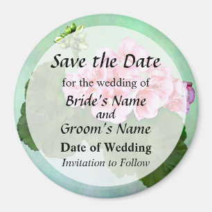 Small Pink Geranium Save the Date Magnet