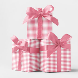 Small Pink Gingham Check Wrapping Paper