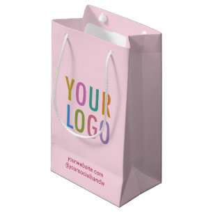 Small Pink Paper Gift Bag Custom Logo Personalised