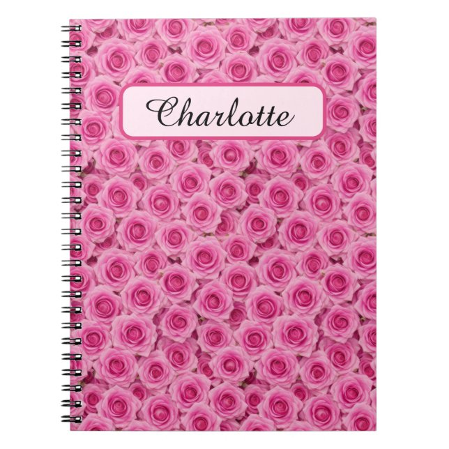 Small Pink Roses Personalised Notebook (Front)