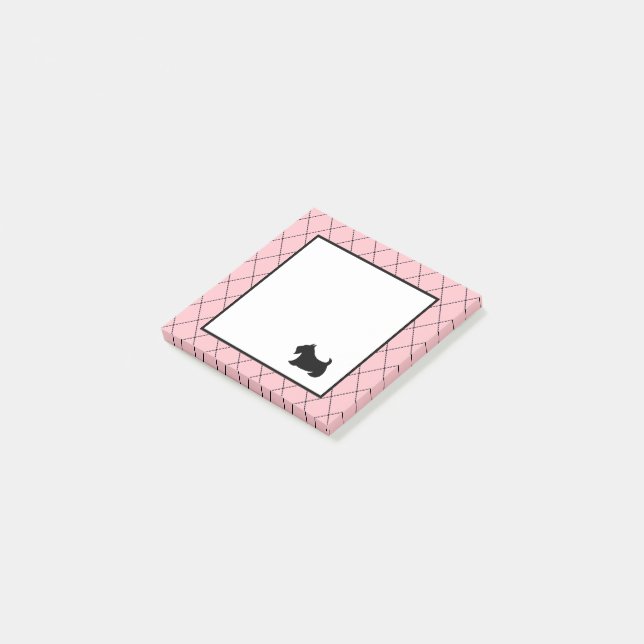 Small Pink Scottish Terrier Post It Notes (Angled)