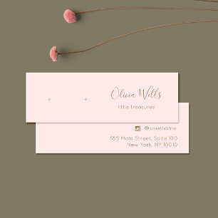 Small Pink Script Stud Earring Display Card