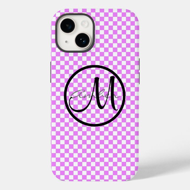 Small Pink White Chequered Pattern Personalised Ca Case-Mate iPhone Case (Back)