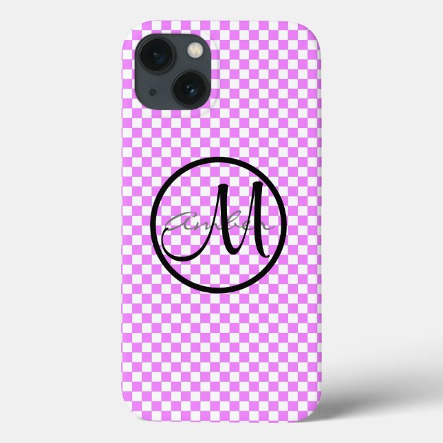 Small Pink White Chequered Pattern Personalised Case-Mate iPhone Case (Back)