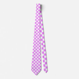 Small Pink White Chequered Pattern Tie