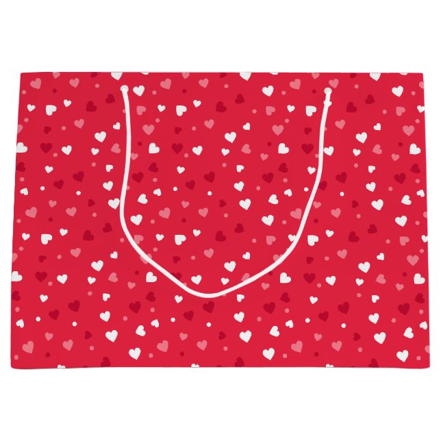 Small Pink & White Hearts Patterned Large Gift Bag (Front)