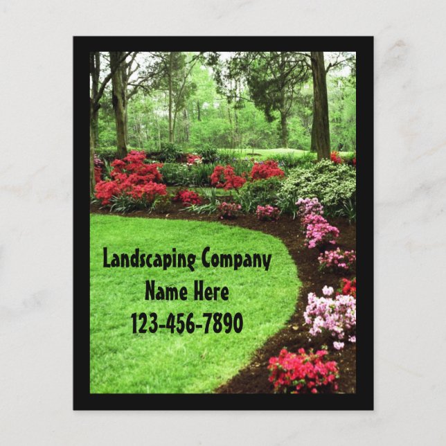 Small Plush Green Landscape Lawn Care Business Flyer (Front)