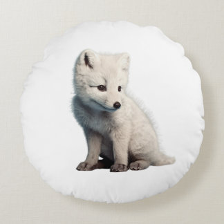 small polar fox round cushion