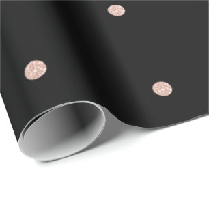 Small Polka Dots Black Pink Rose Gold Bridal Wedd Wrapping Paper