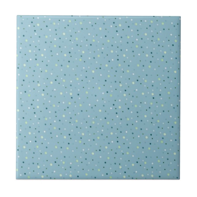 Small polka dots on light blue. ceramic tile (Front)