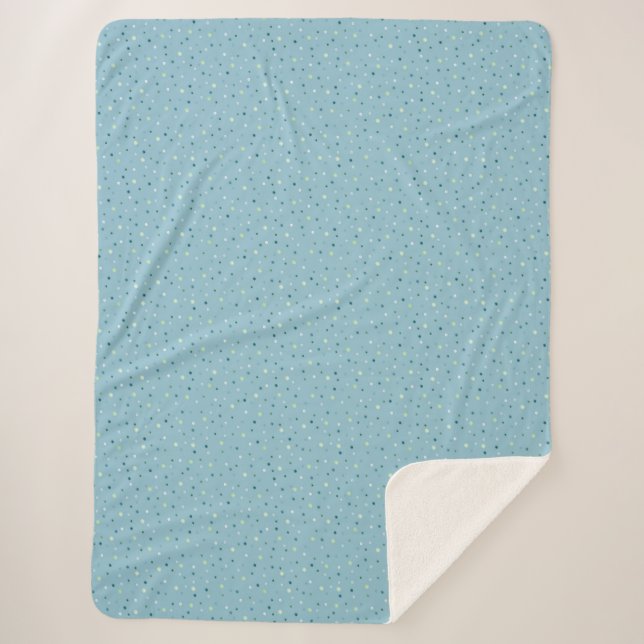 Small polka dots on light blue. sherpa blanket (Front)