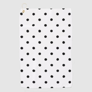 Small Polka Dots Pattern: Black & White Golf Towel