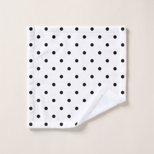 Small Polka Dots Pattern: Black & White Wash Cloth