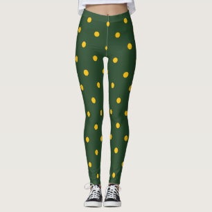 Small Polka Dots Pattern: Green & Yellow Leggings