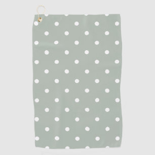 Small Polka Dots Pattern: Sage Green Golf Towel
